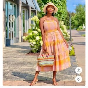 Universal Threads Plaid Maxi Sleeveless Dress Size Medium Linen Blend Dress